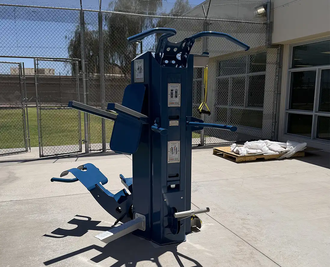Outdoor-Fit Apollo Multigym providing secure exercise in a prison gym