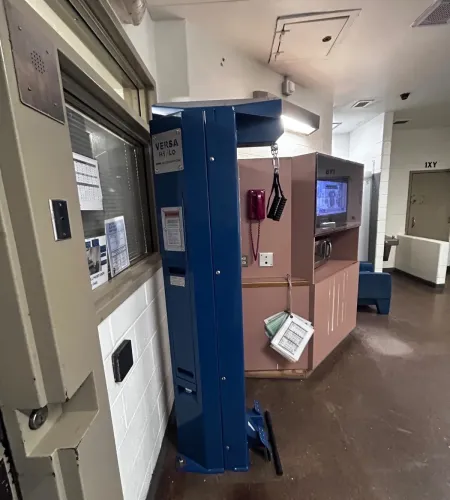 Correctional multi-gym fitness equipment installed inside the Alexandria Sheriff’s Office facility