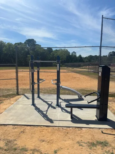 Cali-Rig 26 and Pro-Drive Chest Press installed in the outdoor yard at Bulloch County Correctional Institute, Georgia